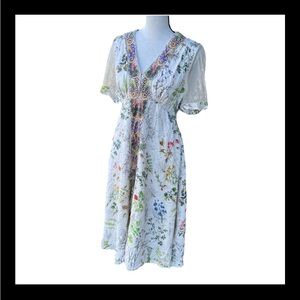 Anthropologie Geisha Designs Floral Maxi Dress Women’s Small Botanical Sheer
